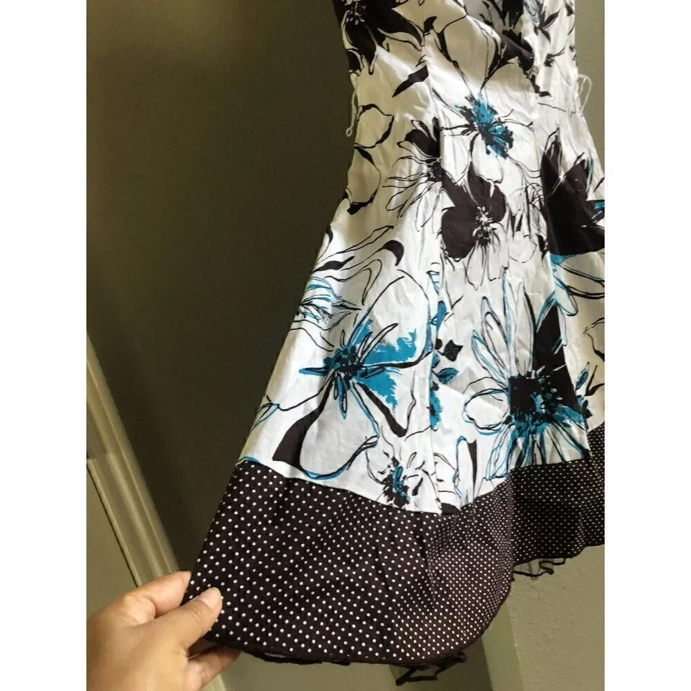 Speechless Strapless Floral Dress Size 3 Juniors Black White Blue
